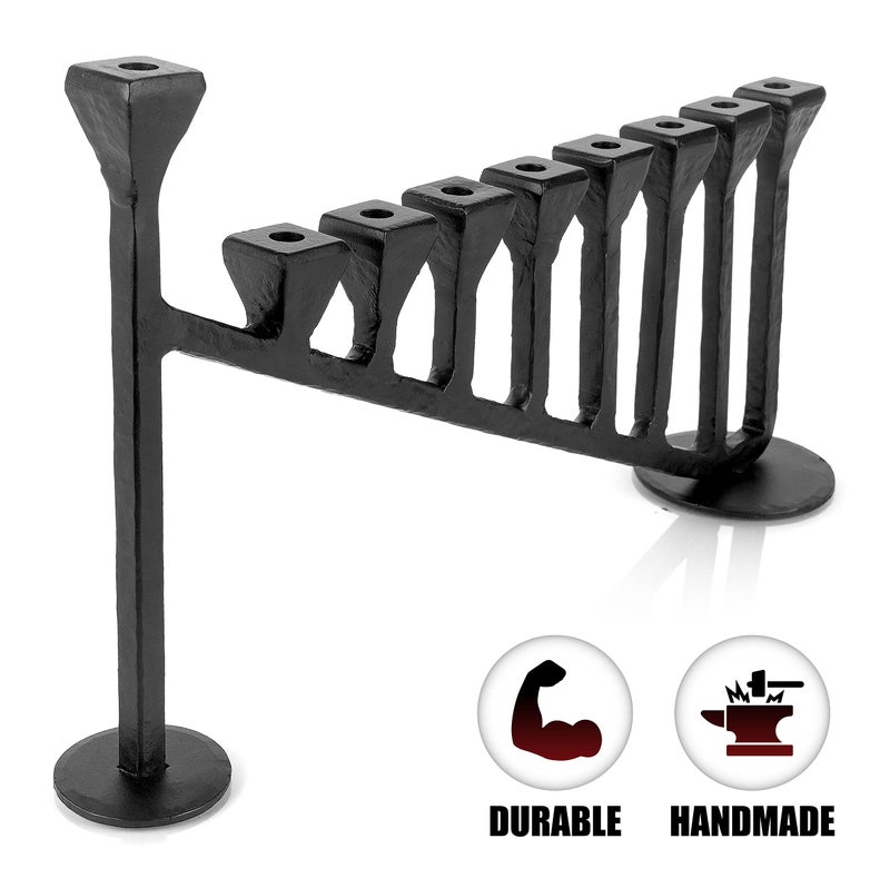 Stur-De Hanukkah Menorah 9-Branch Hanukiah - Decorative Menorahs for Chanukah, Handcrafted Iron Candlestick Holder - Compatible with Small Menorahs Hannukah Candles (MD25006) - Image 2